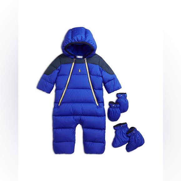 NWT POLO RALPH LAUREN BABY WATER-REPELLENT DOWN HOODED BUNTING - Picture 10 of 13